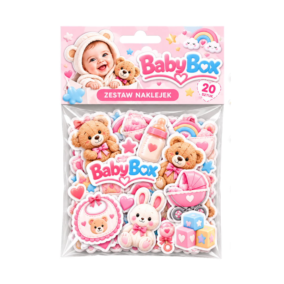 Baby Box – Zestaw 20 naklejek dekoracyjnych z motywami dziecięcymi