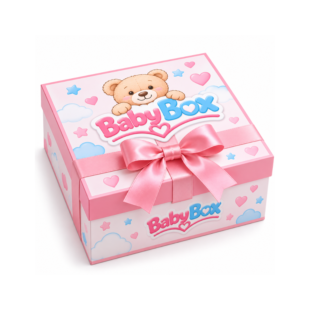Baby Box – Ozdobne pudełko prezentowe dla niemowląt z kokardą