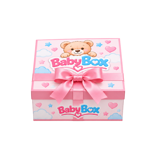 Baby Box – Ozdobne pudełko prezentowe dla niemowląt z kokardą