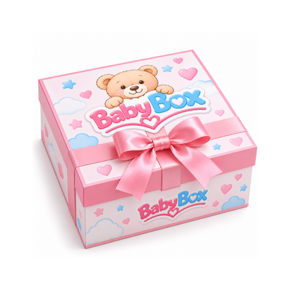 Baby Box – Ozdobne pudełko prezentowe dla niemowląt z kokardą