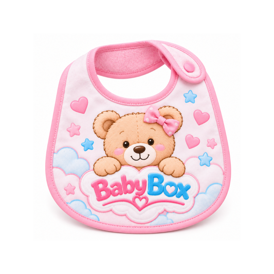 Baby Box – Śliniaczek niemowlęcy z misiem, różowy