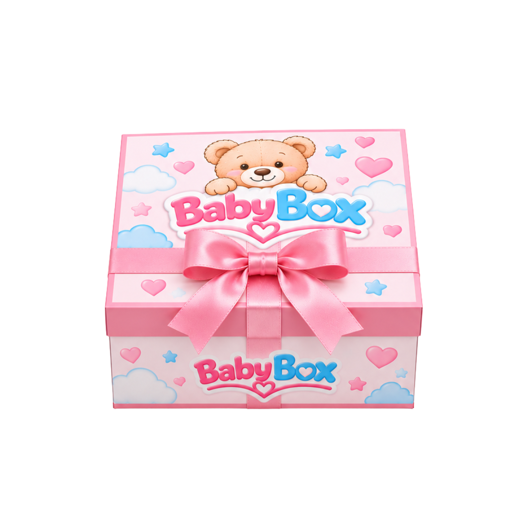 Baby Box – Ozdobne pudełko prezentowe dla niemowląt z kokardą